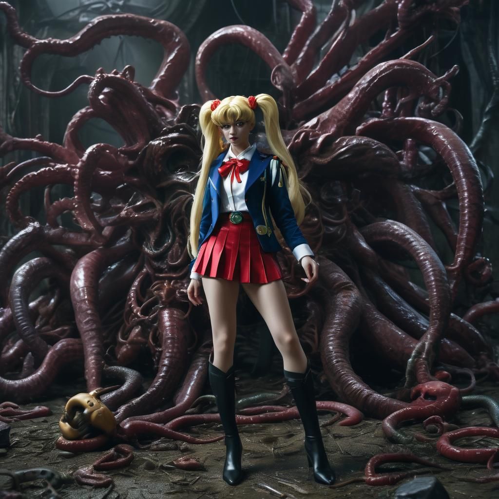 Captured Superheroine in Monster's Lair: Cinematic Film Stil...