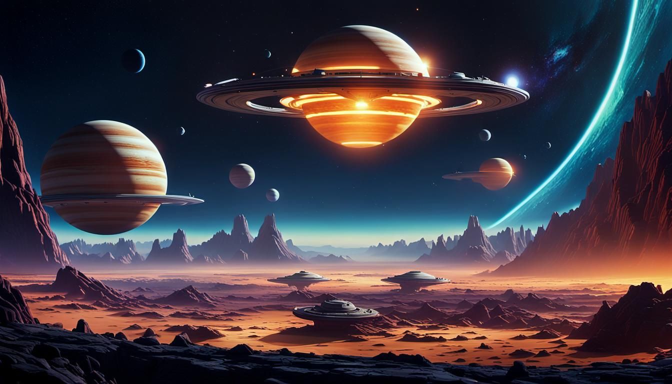 UFO Construction Around Gas Giant: Cinematic Sci-Fi