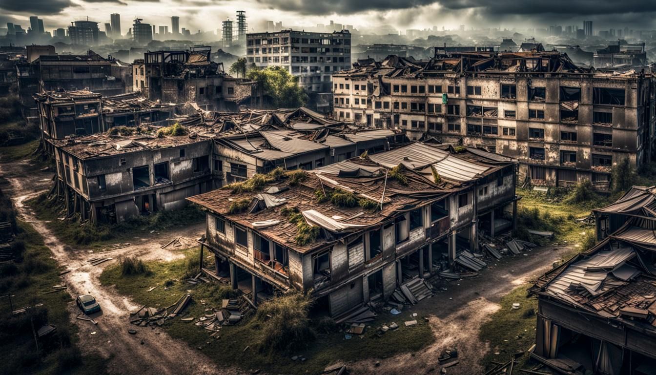 Prosperous City with Abandoned Outskirts in HDR