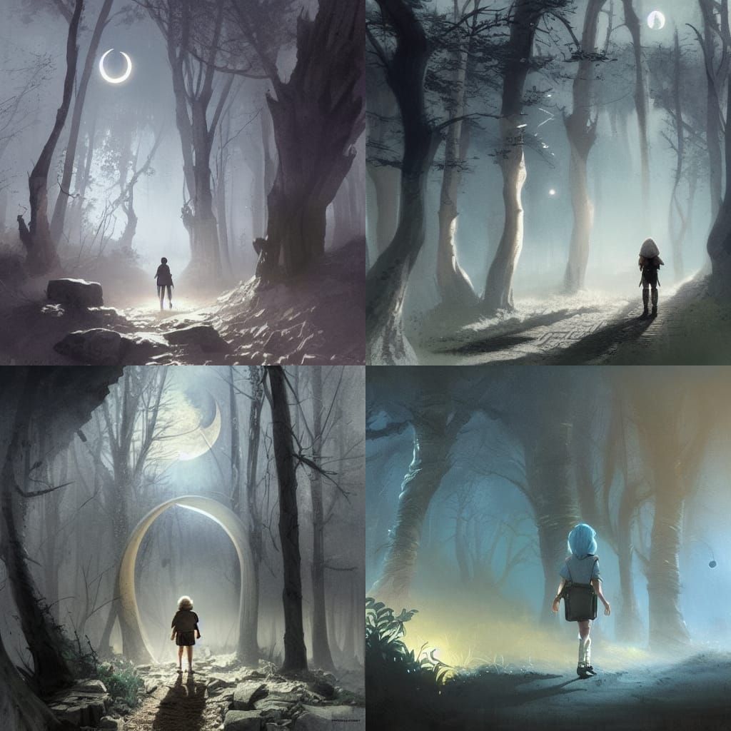 Adventurer on Starry Path in Dark Fantasy Style