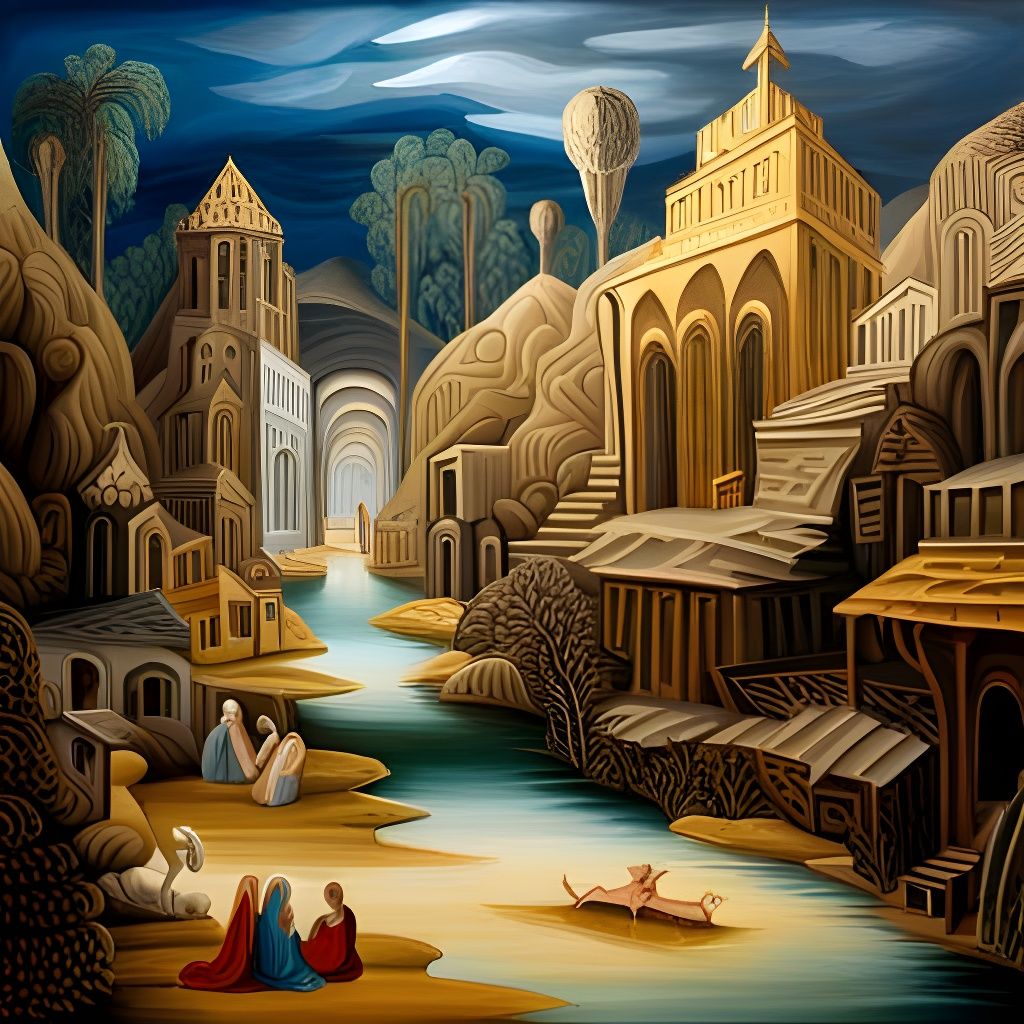 Sci-Fi Landscape with Resting Figures