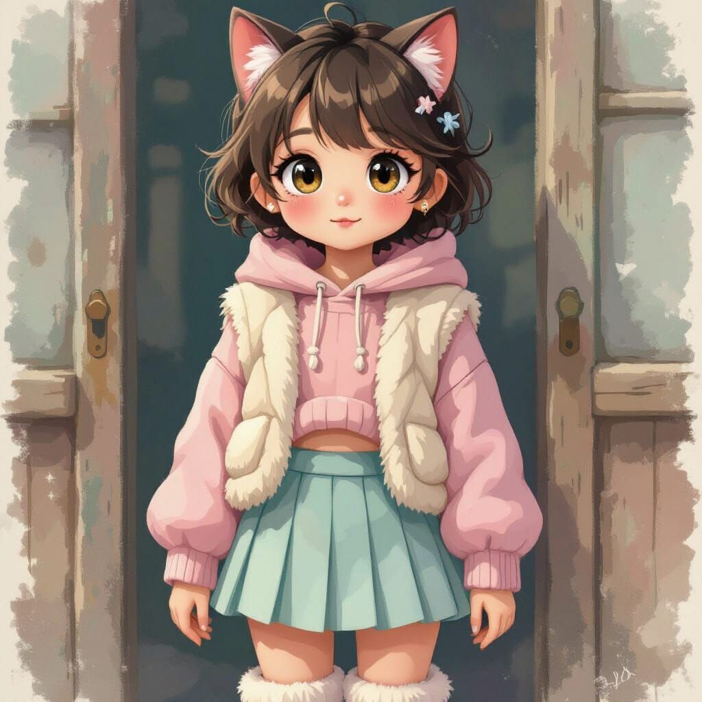 Pastel Boy Portrait in Watercolor Style