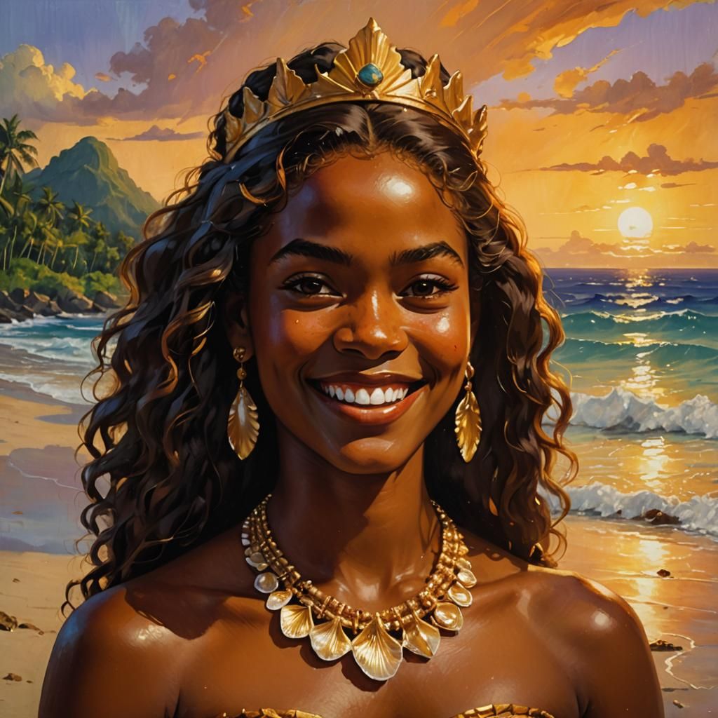 Vanuatu Princess in Frazetta-Inspired Oil Painting