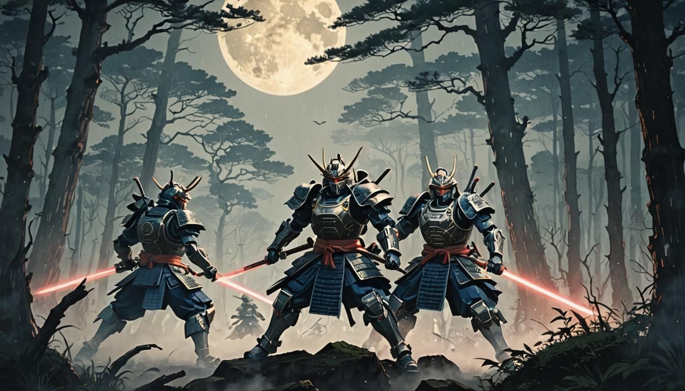 Gundam Samurai Clash in Ukiyo-e Style