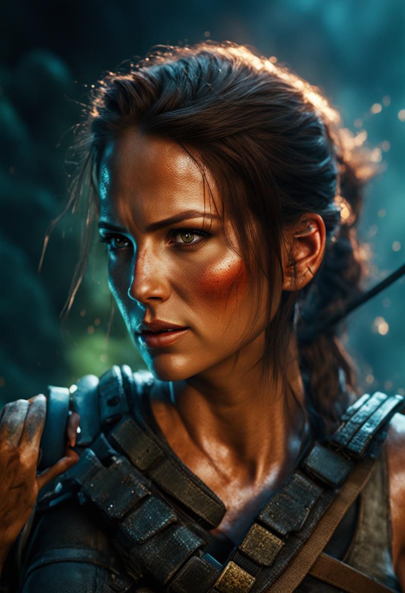 Realistic Old Lara Croft Detailed Matte Painting