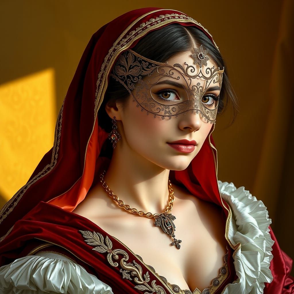 Elegant Renaissance Beauty in Velvet and Gold