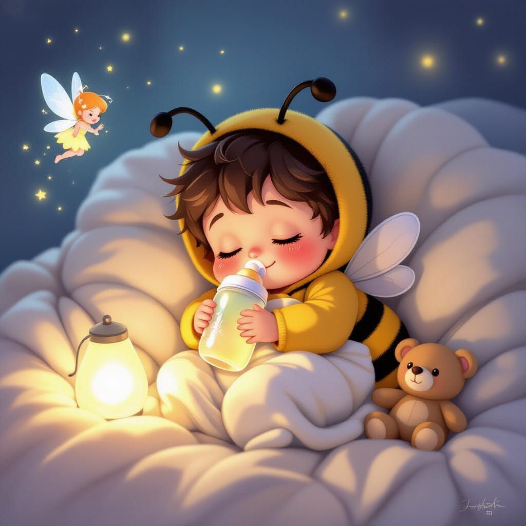 Anime Baby Bumble Bee Sleeping Peacefully