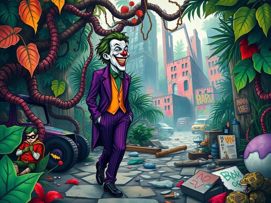 Maniacal Joker Escapes into Whimsical Jungle