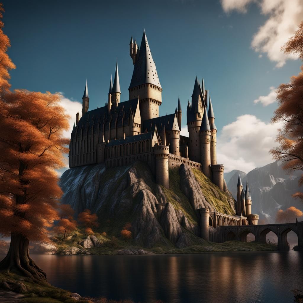 Fantastical Hogwarts Castle in Detailed Matte Painting