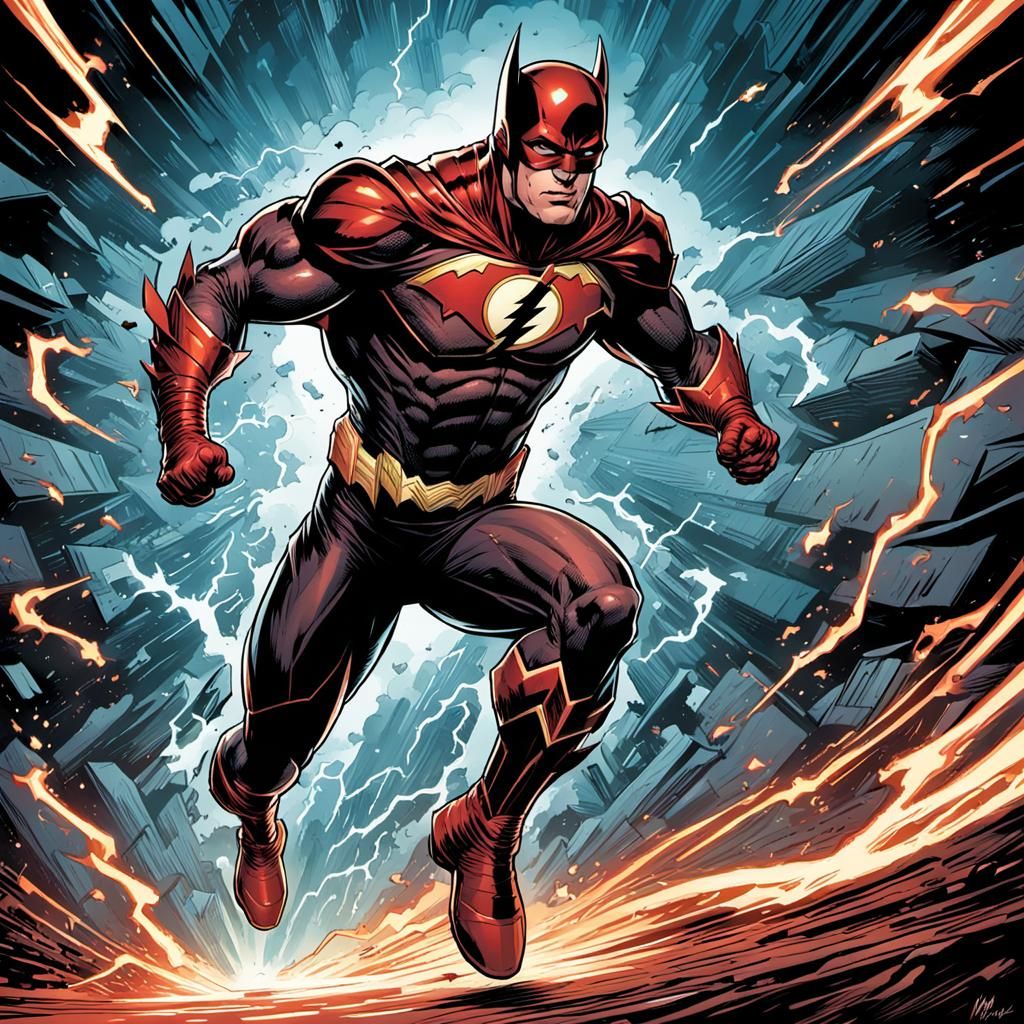 BatFlash Running: Comic Book Art Style