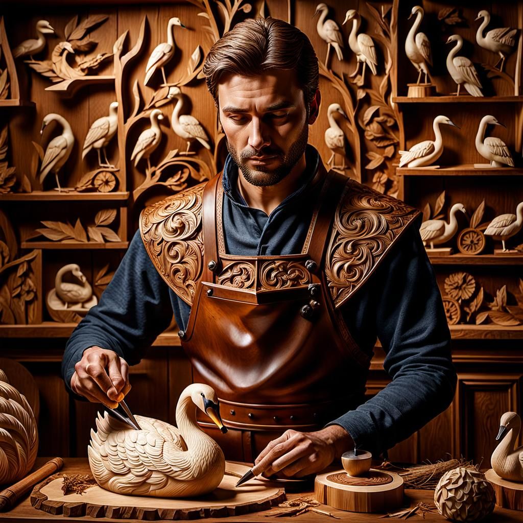 Medieval Woodcarver Creates Swan: Photorealistic CGI Masterp...