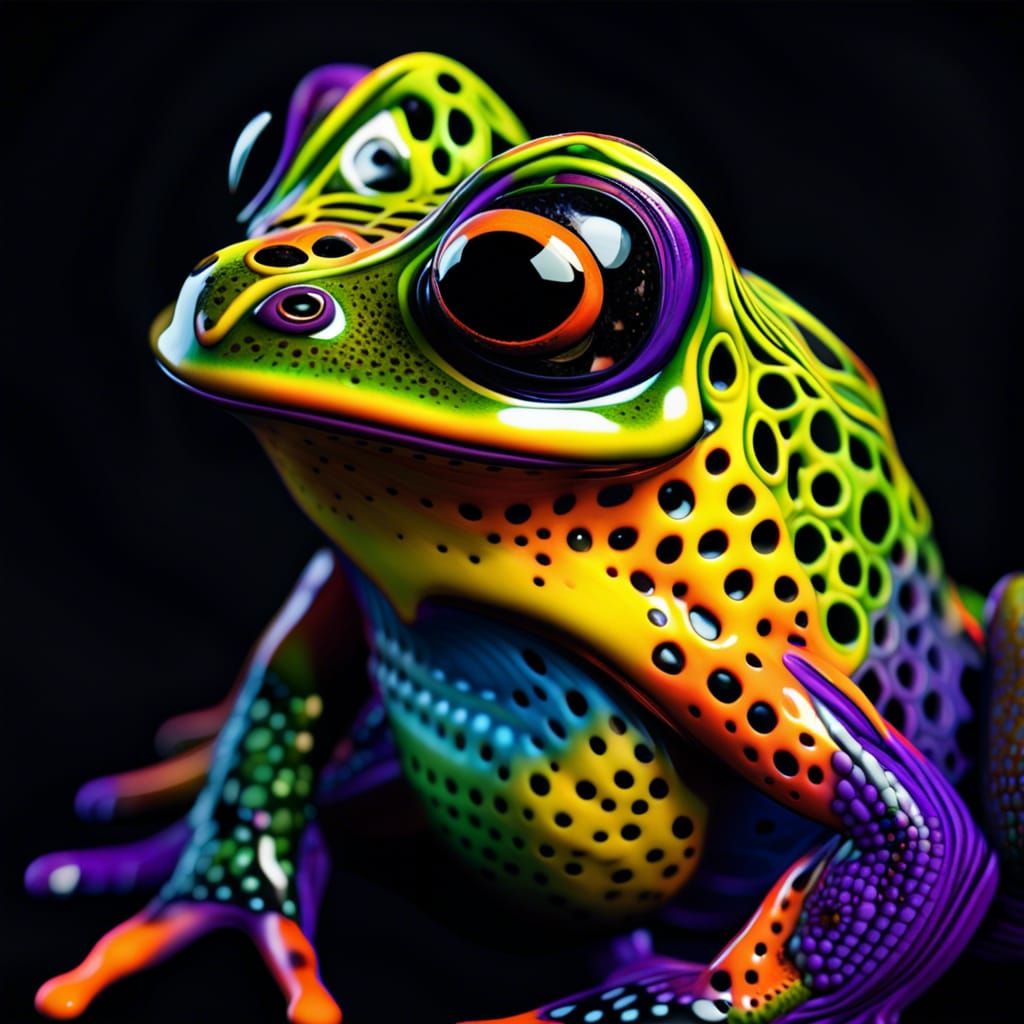 Hyper-Detailed Frog Portrait in Ultraviolet Photography Styl...