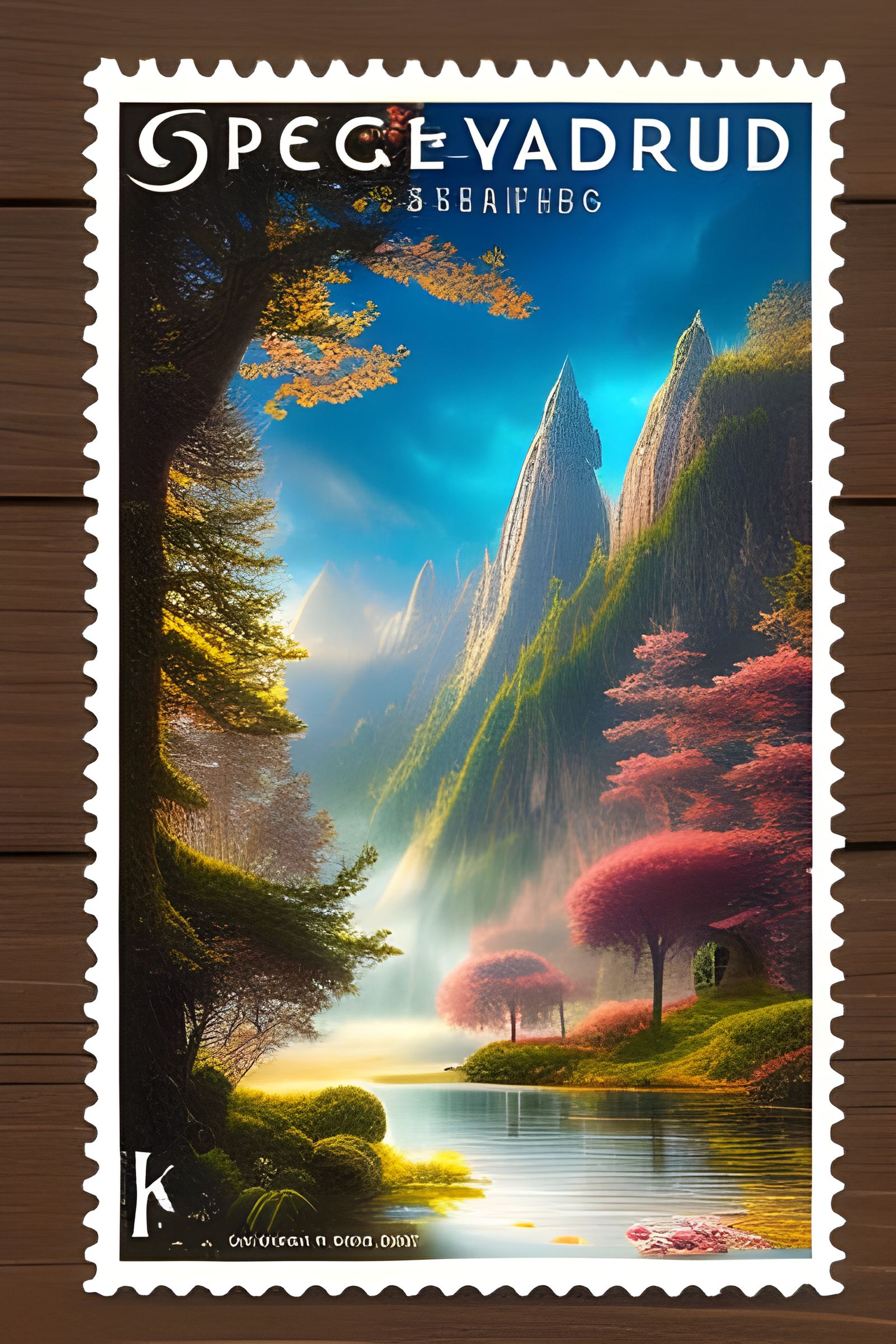 Fantasy Land Postage Stamps in Vintage Style