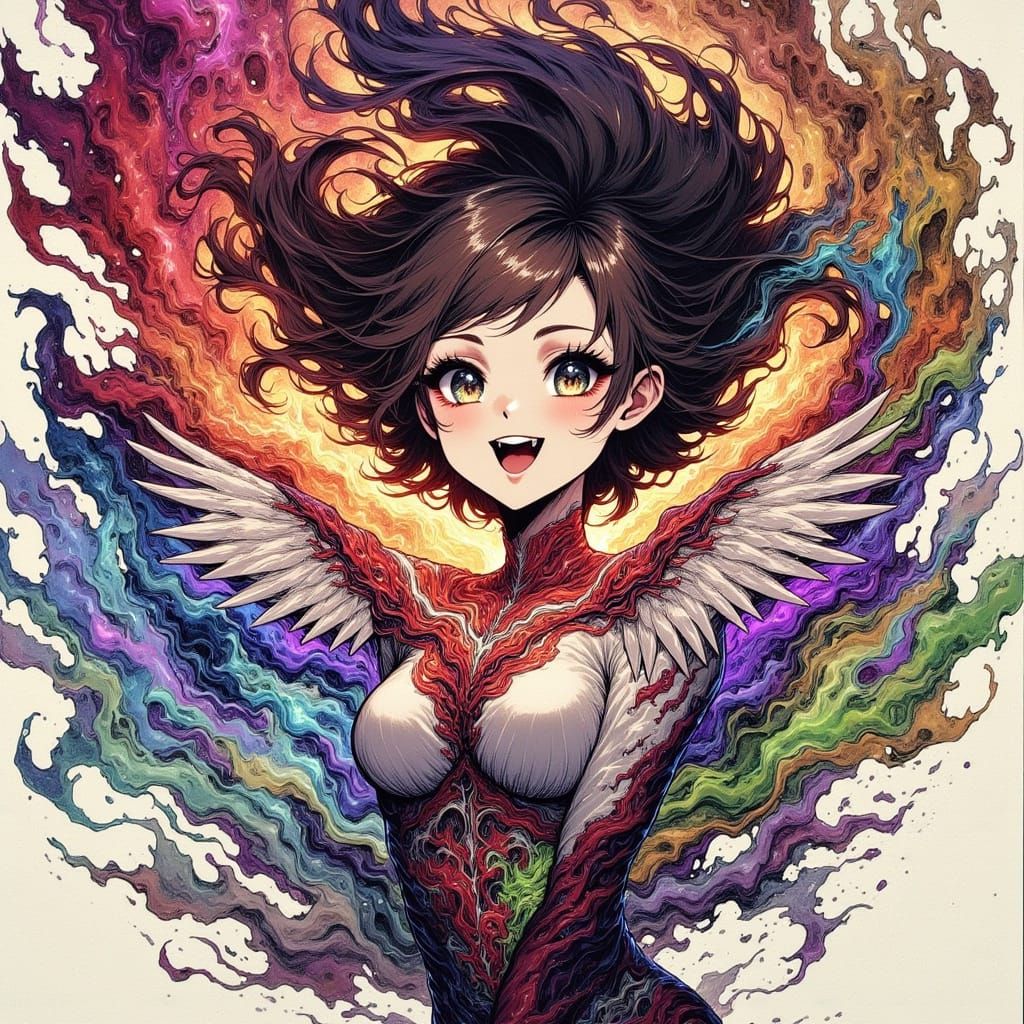 80s Anime Woman Unleashing Energy Attacks