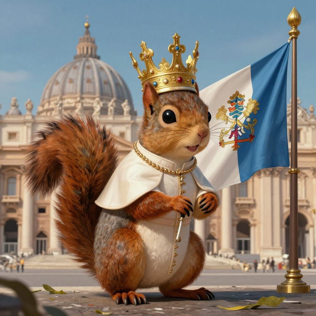 Squirrel in Papal Crown in Vatican City