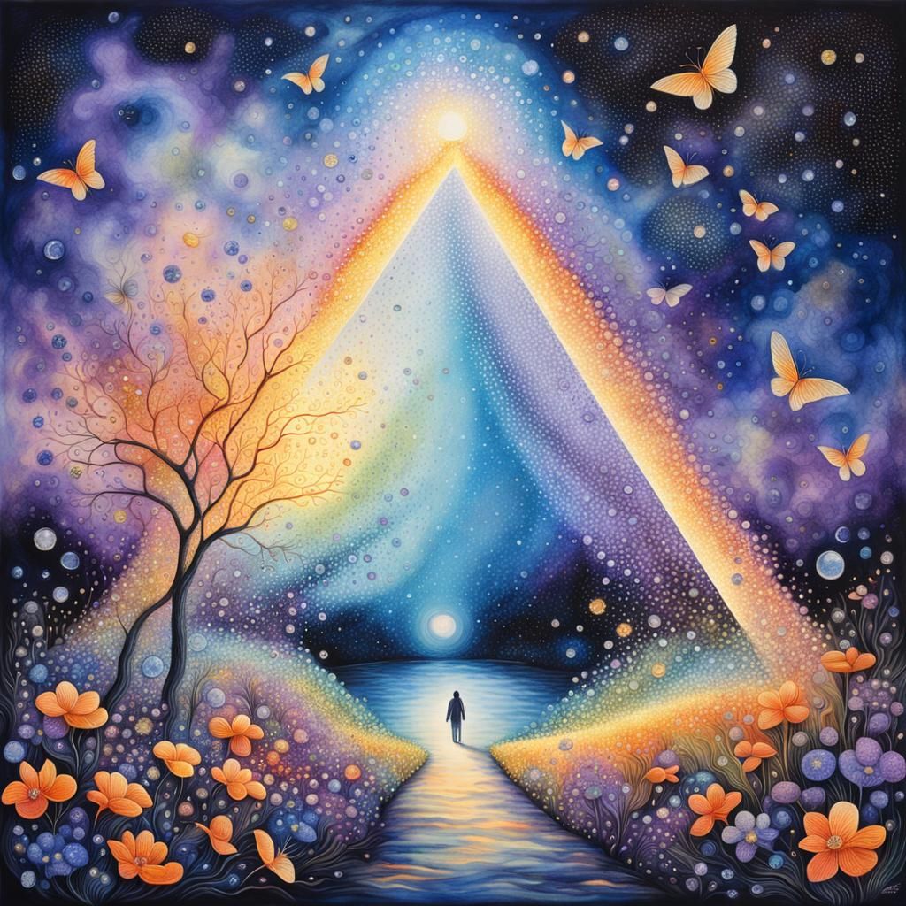 Magical Owl Dreamscape in Pointillism Style