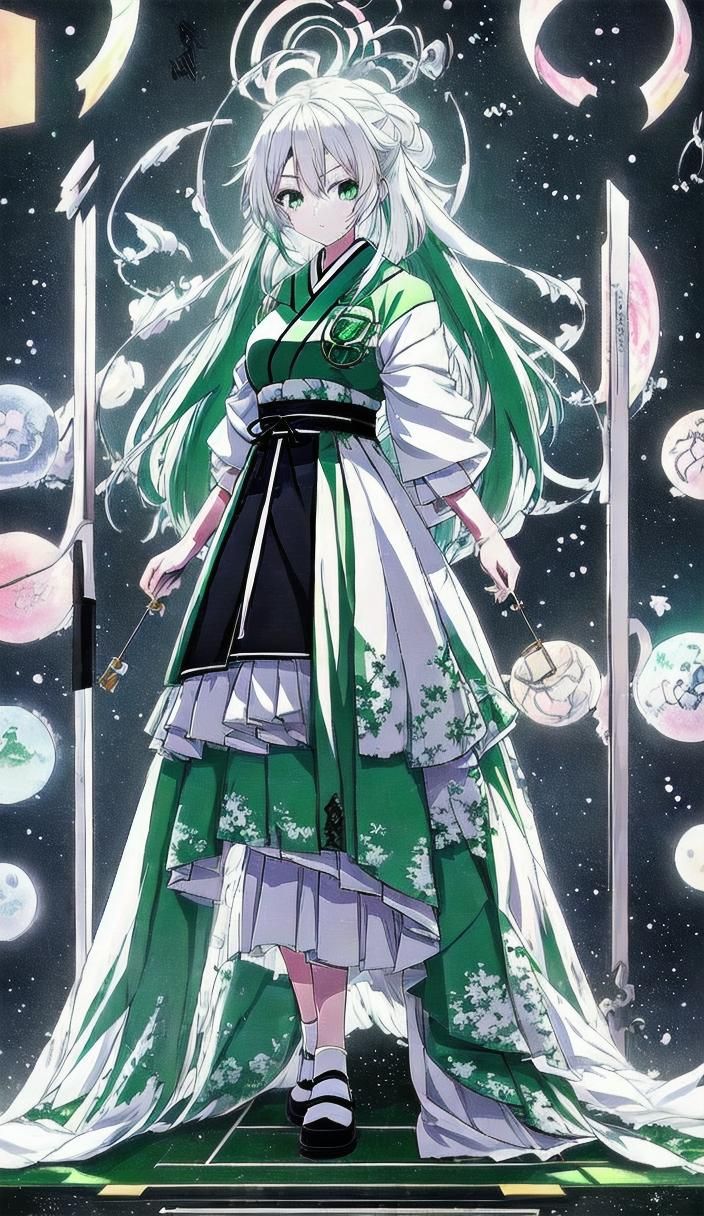 Anime Style White-Haired Woman in Sci-Fi Outfit