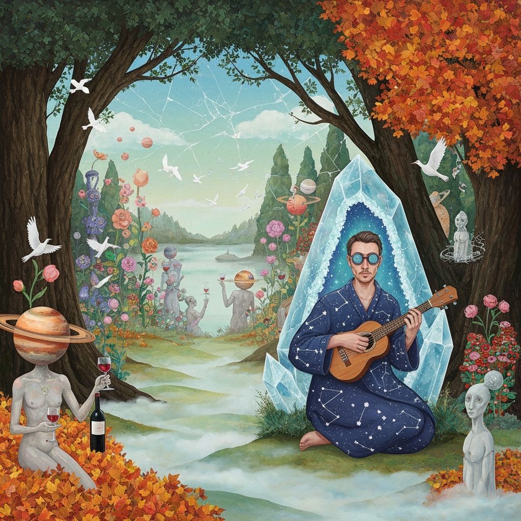 Celestial Cartographer in Crystal Grove: Impasto Illustratio...