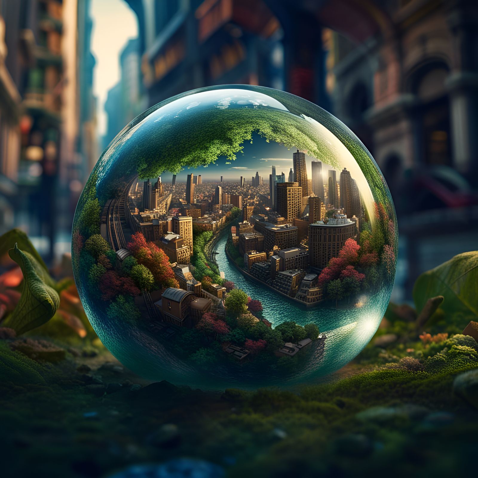 Earth Miniature City Inside Glass Ball