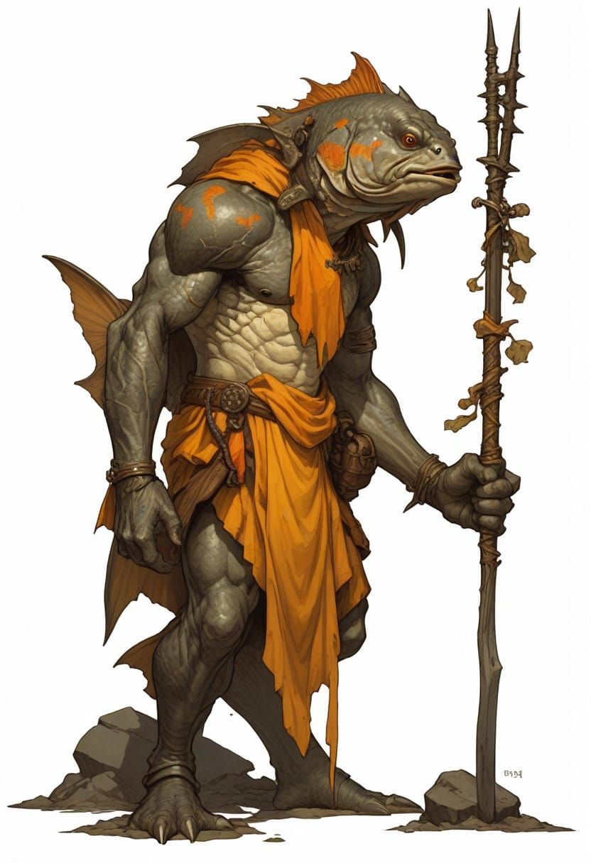 Golden Caribbean Barbarian Fishpeople Hero
