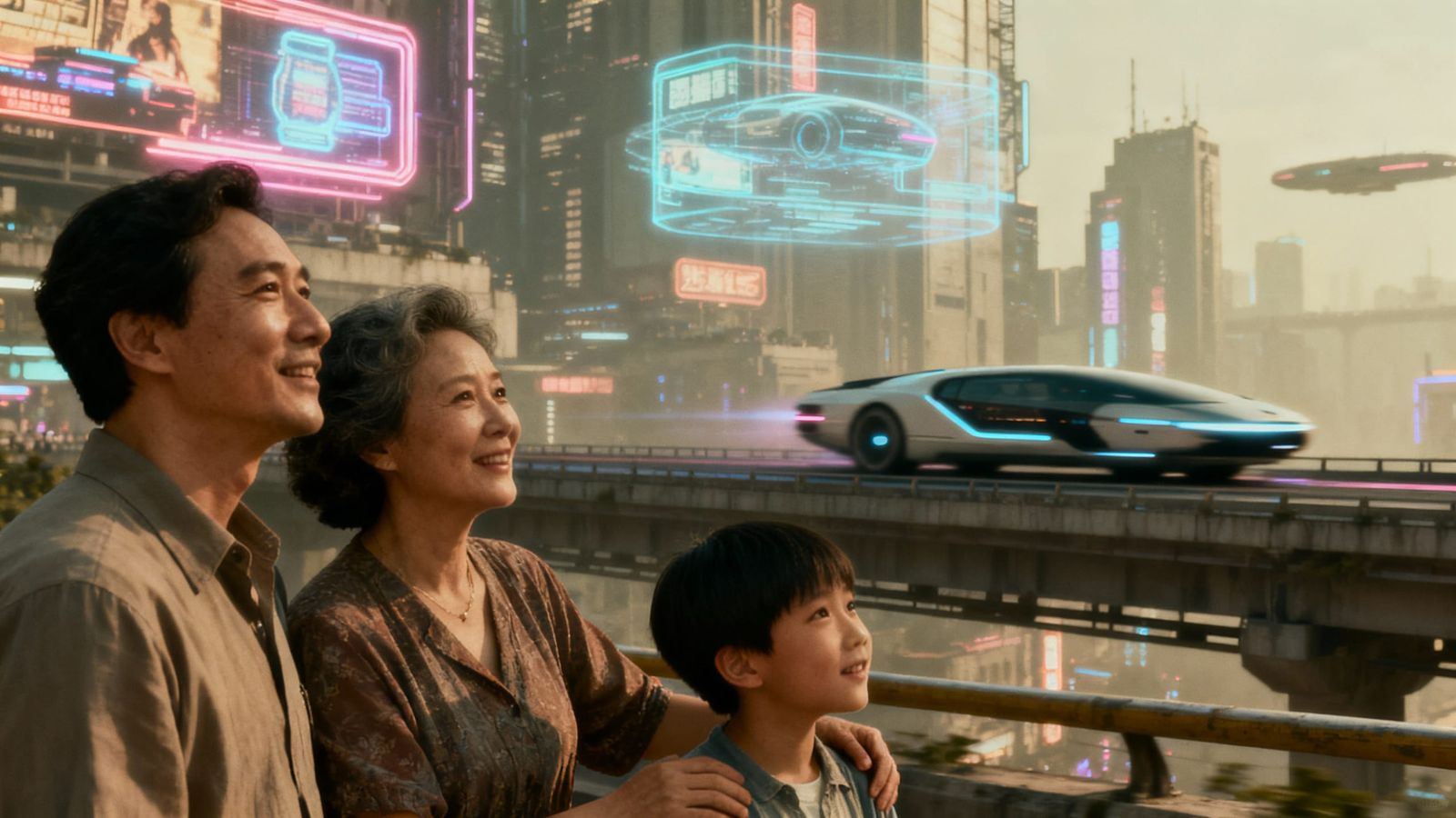 2150 Family Reunion in Neon Metropolis