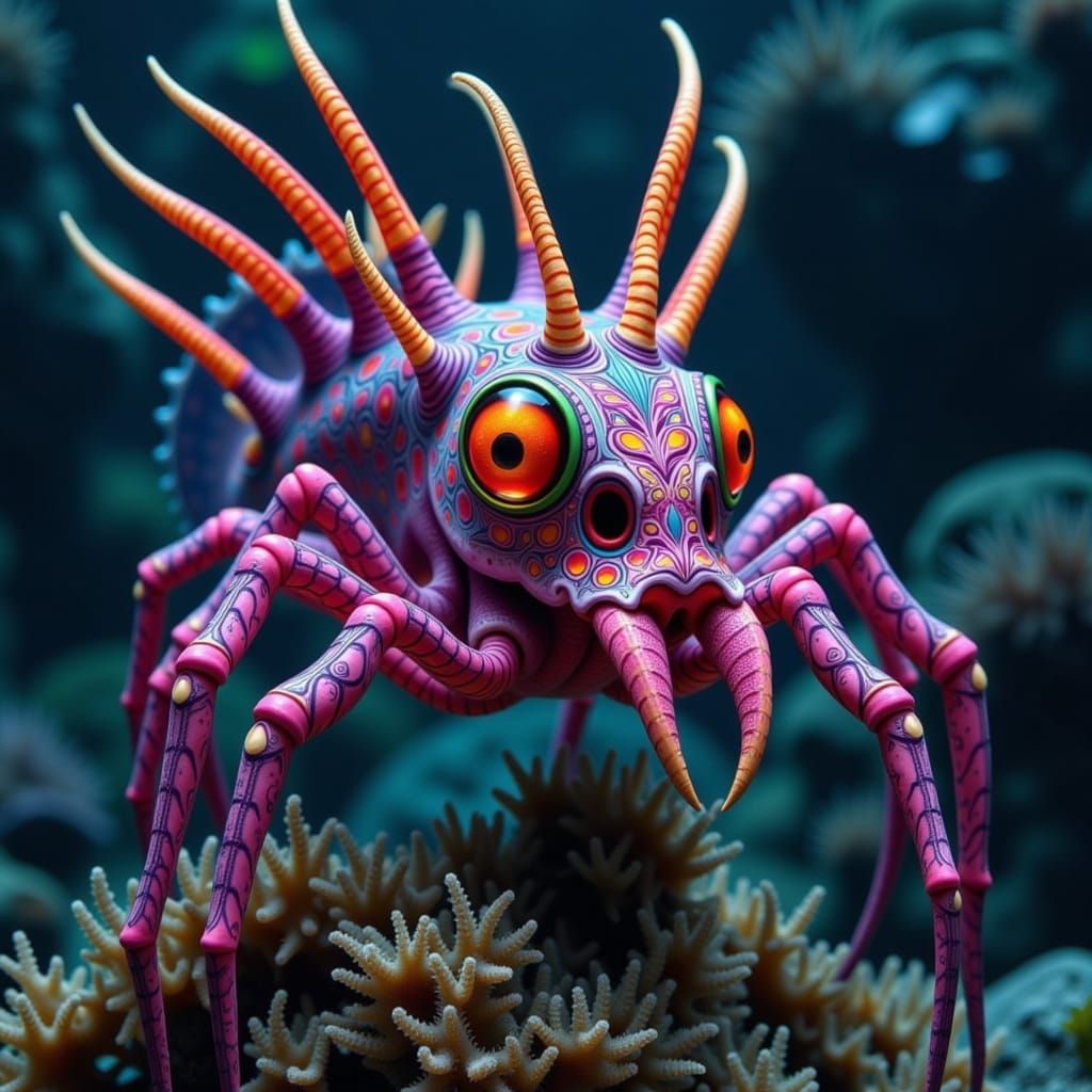 Realistic Sugar Skull Spiderfish in Great Barrier Reef