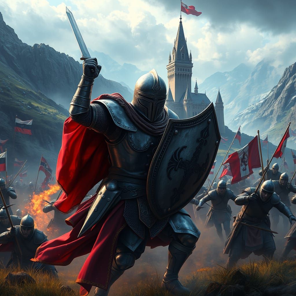 Polish Knight Battles German Soldiers in a Fantastical Lands...