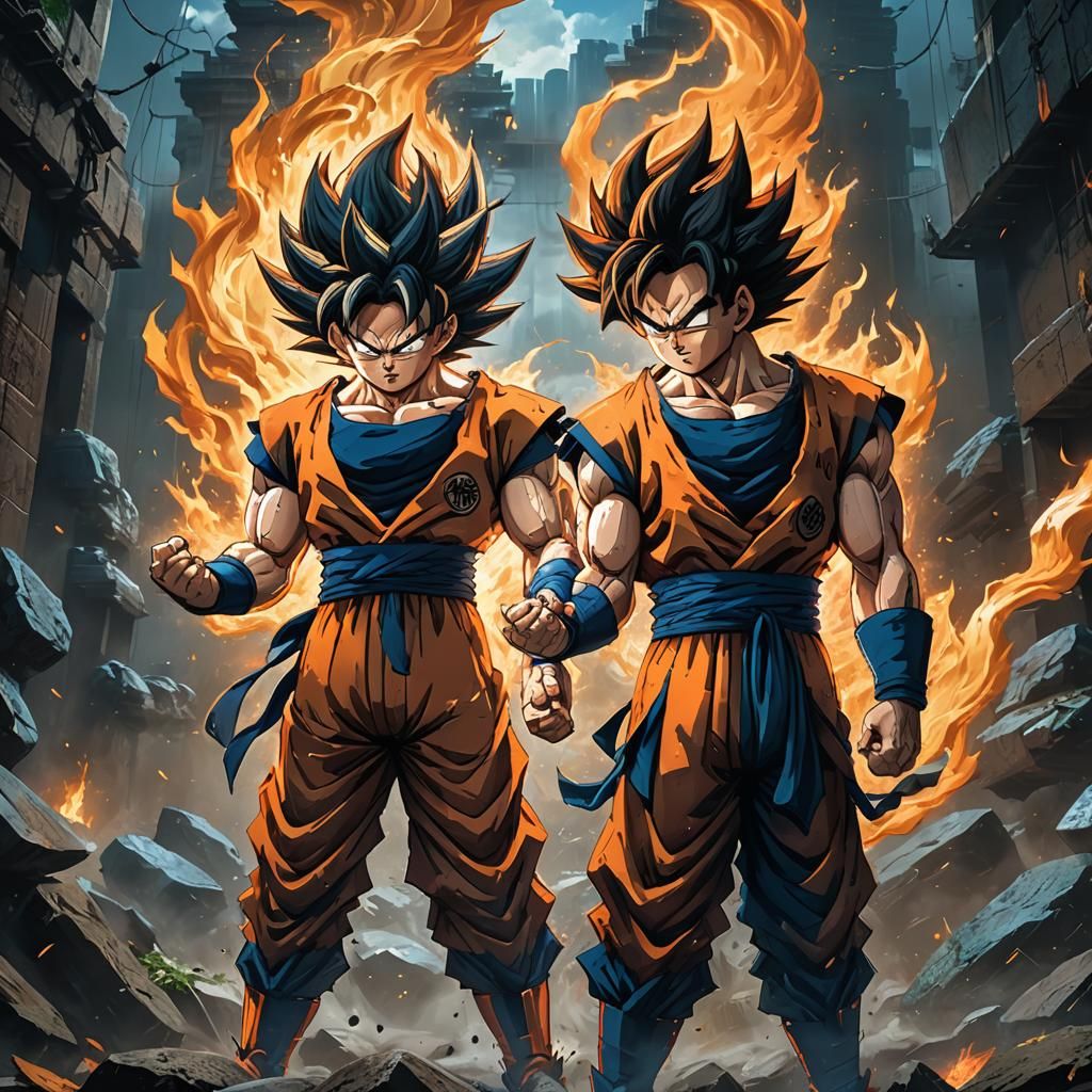 Goku and Vegeta: Bold Brushstroke Concept Art
