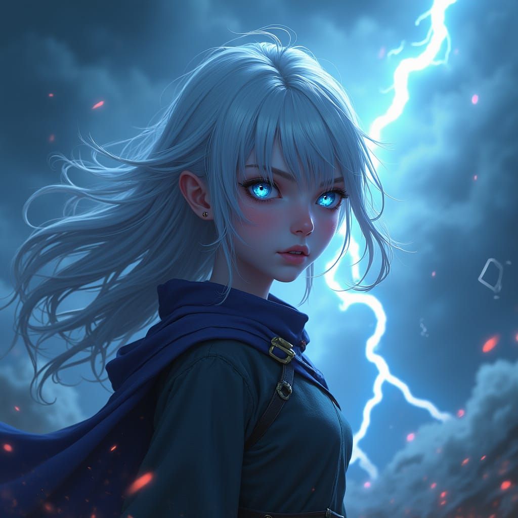 Teenage Girl Defies Storm in Fantasy Concept Art