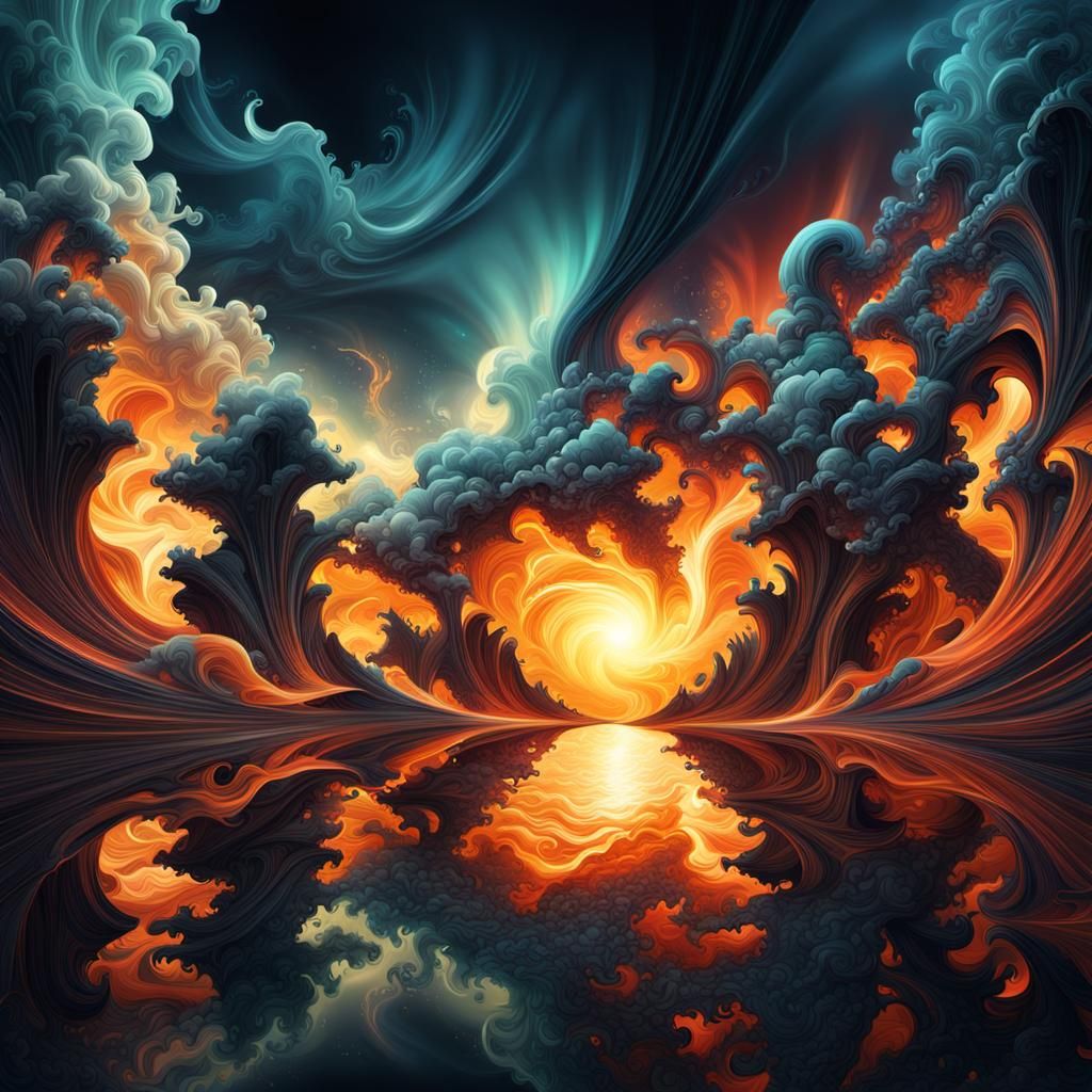 Abstract Fractal Storm in Vector Style