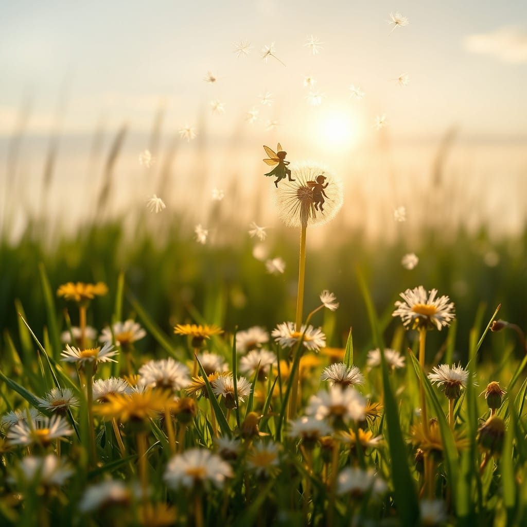 Whimsical Dandelion Fairies Soar Through Air