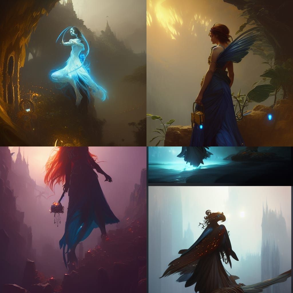 Sapphire Bird in Dark Fantasy Style