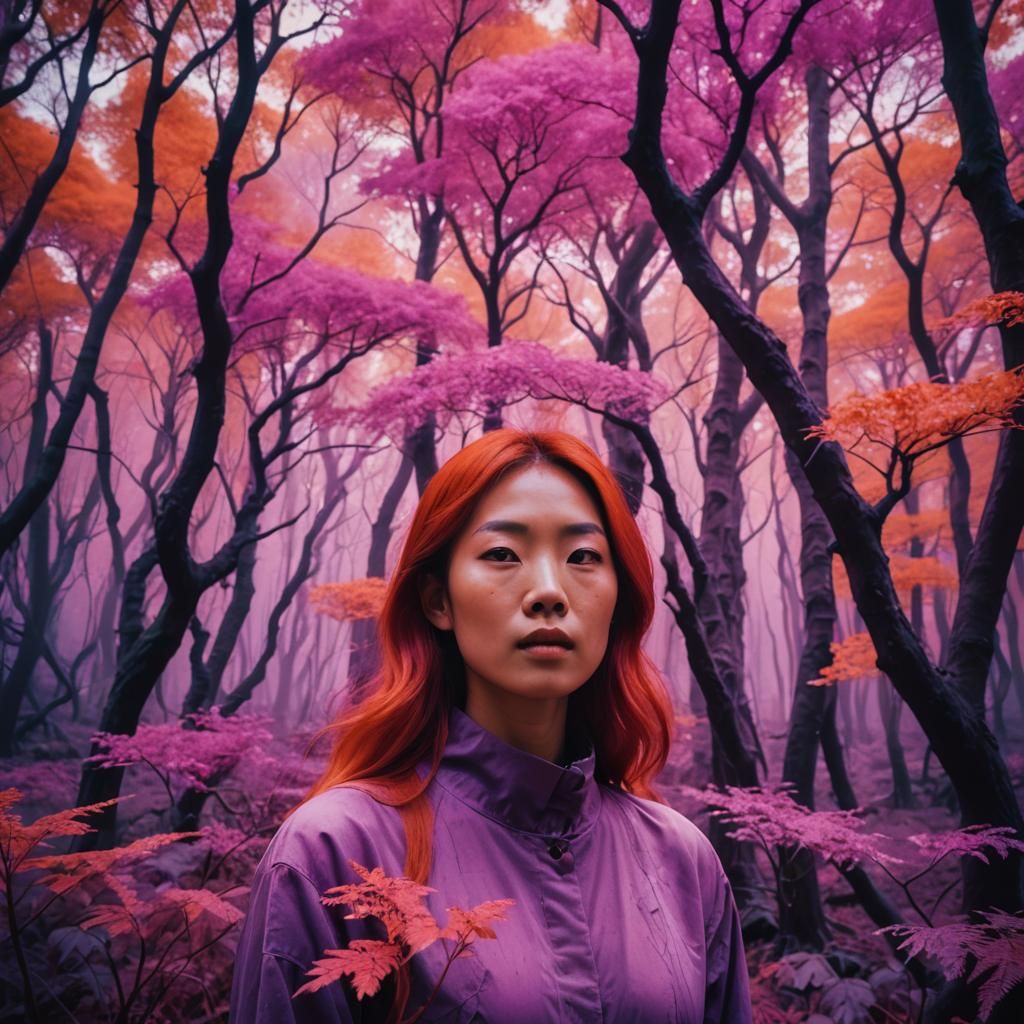 Surreal Kodak Aerochrome Landscape with Woman
