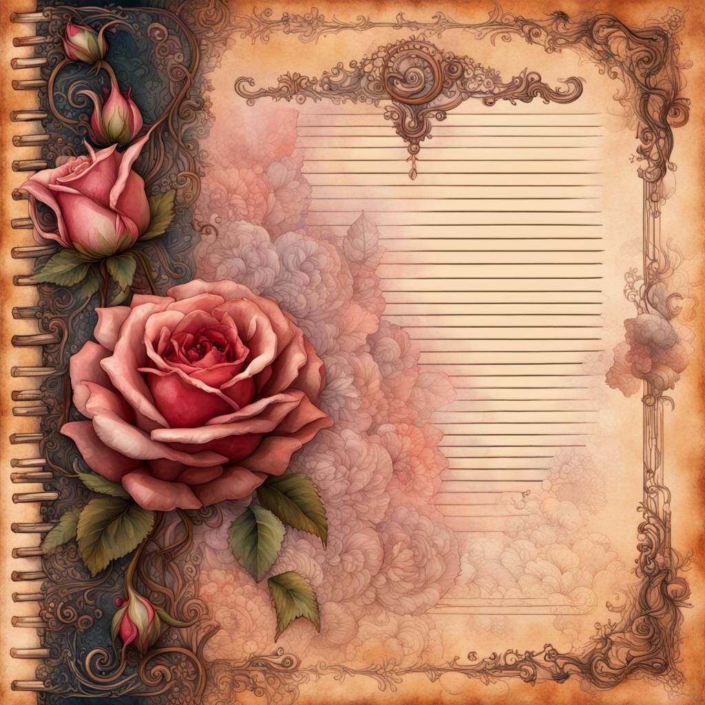 Vintage Roses and Newspaper Collage in Steampunk Style