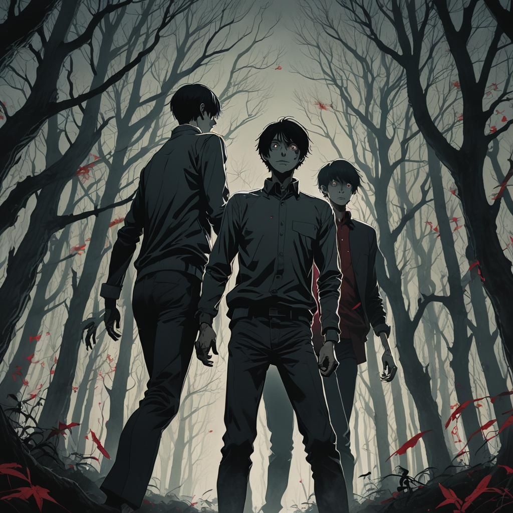 Eerie Body Horror Romance in Macabre Anime Style