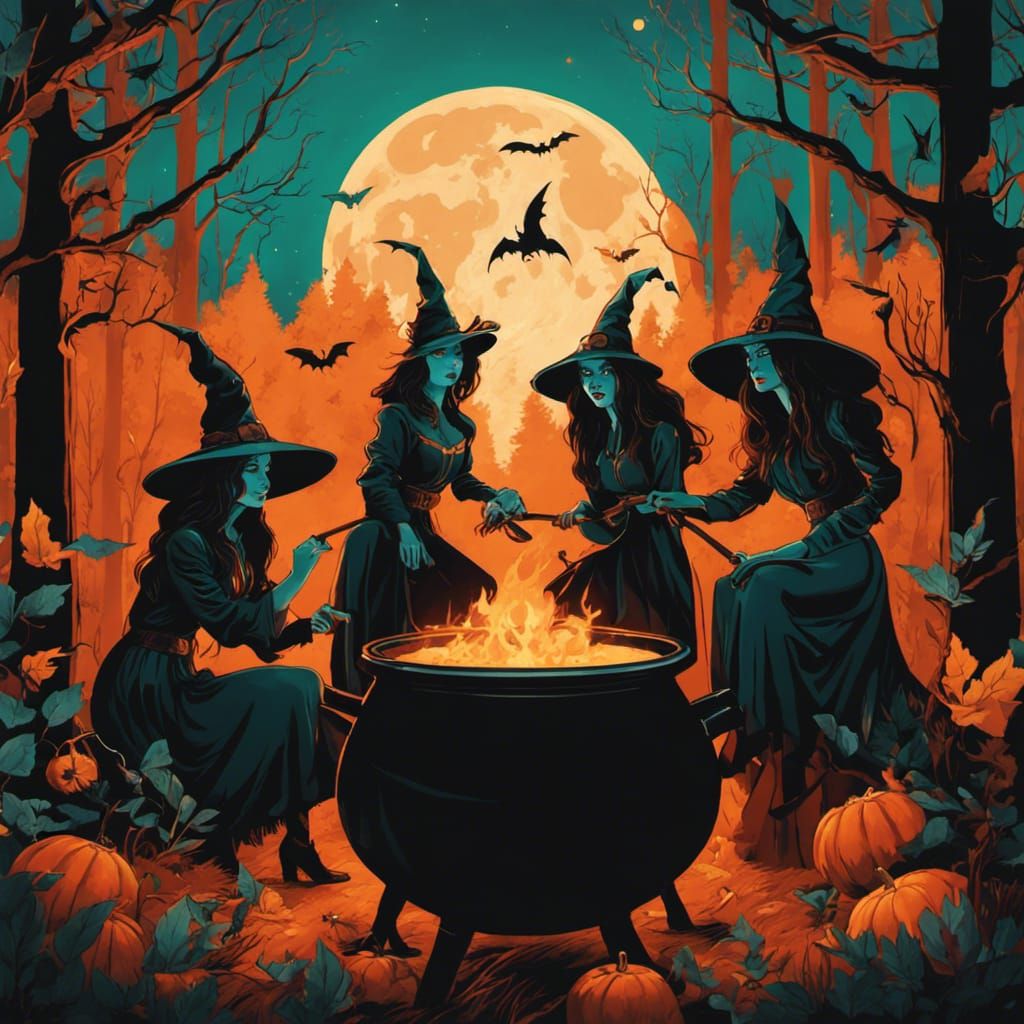 Witches' Brew: A Forest Horror Scene