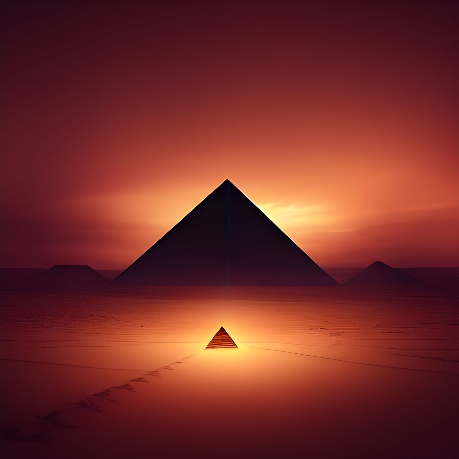 Sinister Pyramid Landscape in Dark Desert