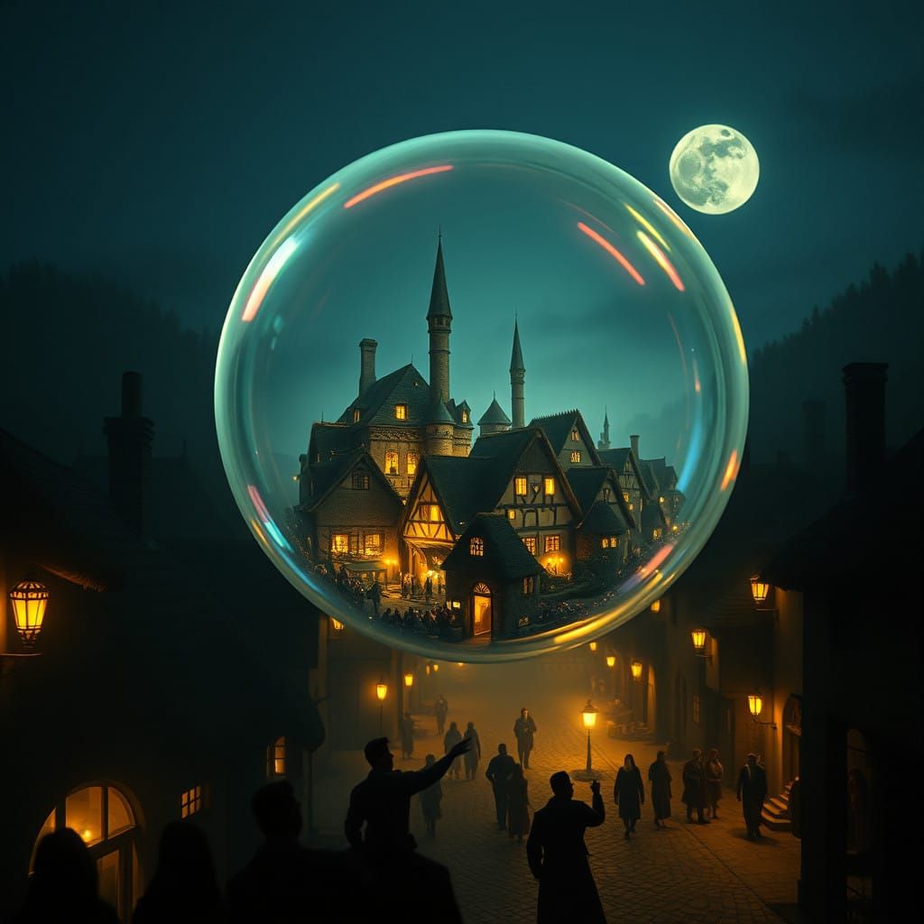 Medieval Village in Ethereal Suspension