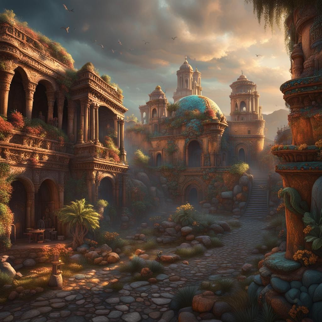 Fantastical Mexican Scene in Detailed Matte Painting