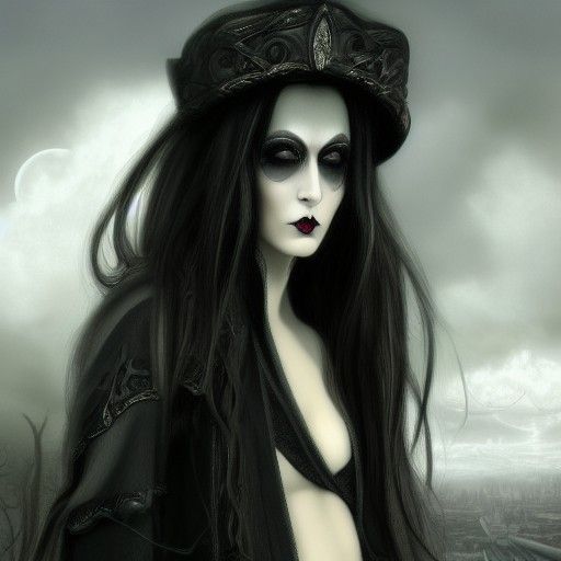 Beautiful Goth Woman: Detailed Matte Painting