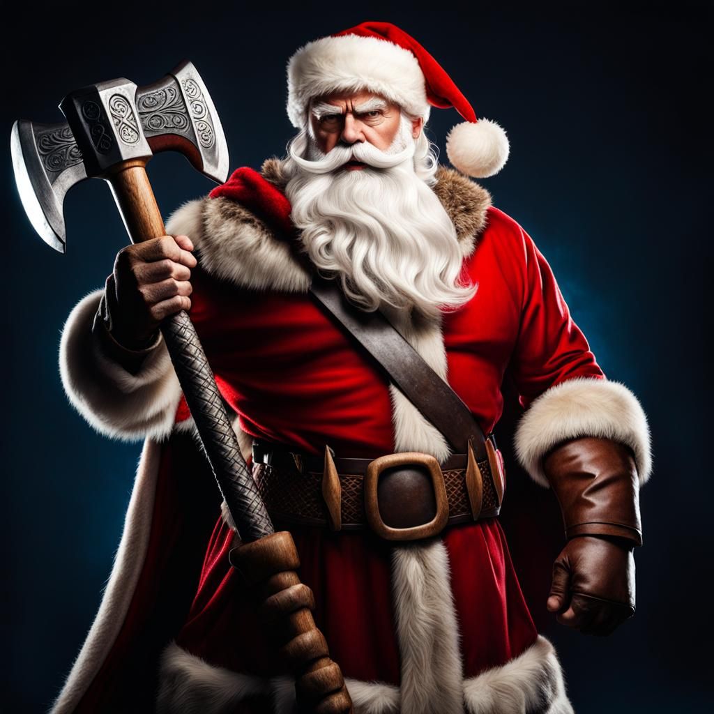 Viking Santa Claus: Epic Hero with War Hammer