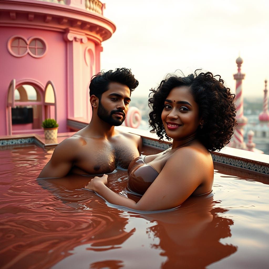 Chocolate Pool Fantasy: Indian Couple in Candy City