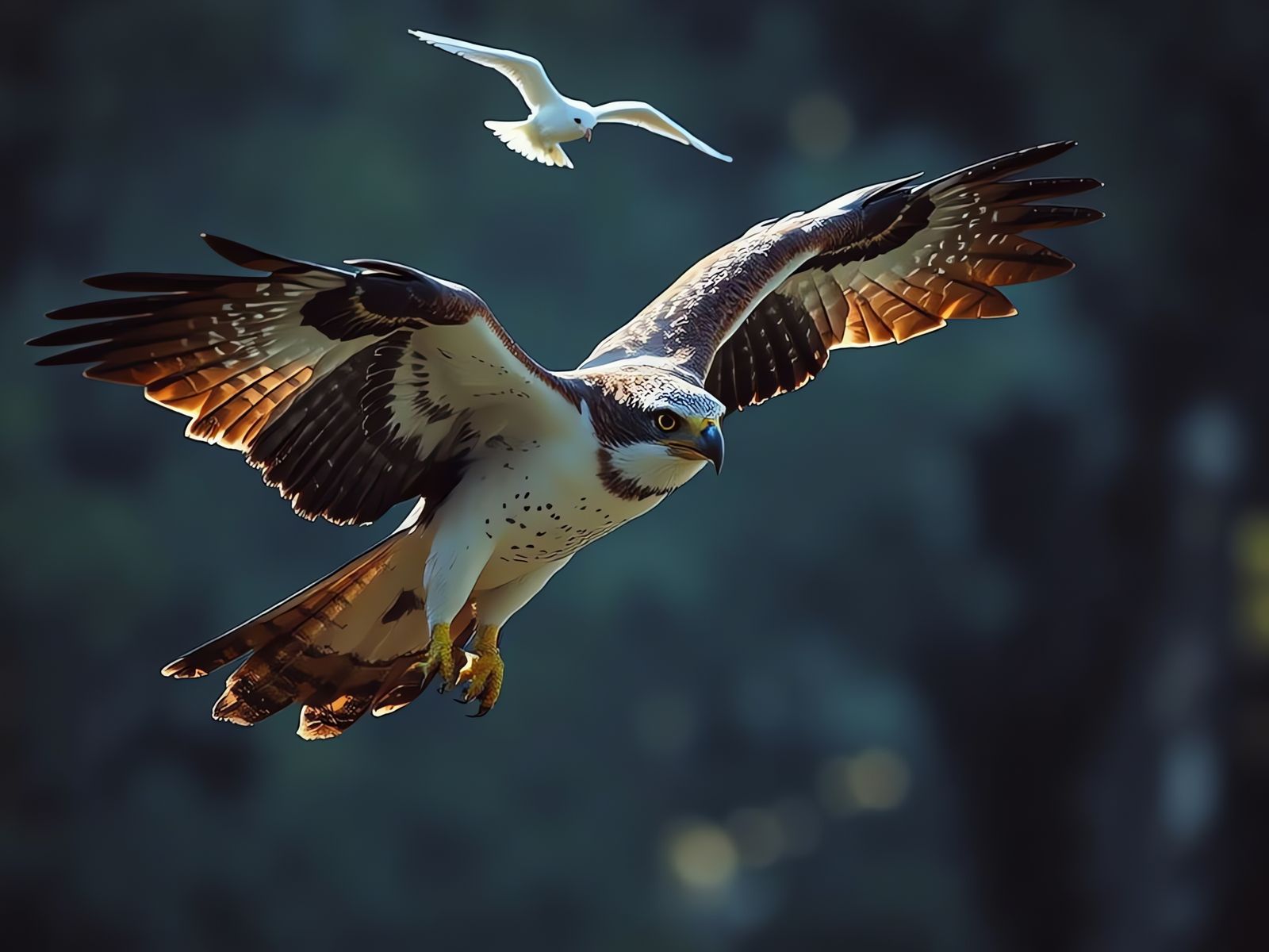 Peregrine Falcon Hunting in Flight