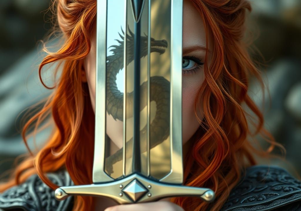 Celtic Warrior with Dragon Reflection in Medieval Art