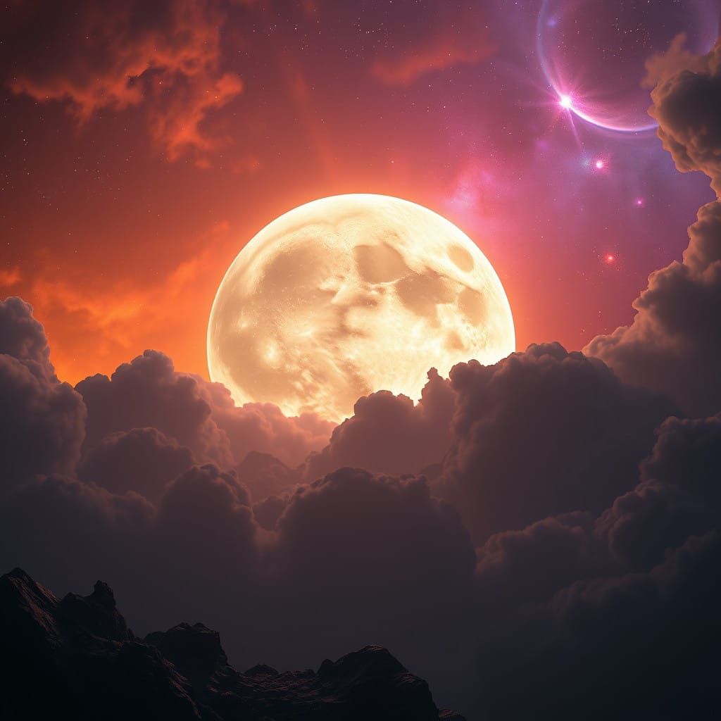 Dazzling Multiverse Moon in 3D Fantasy Art