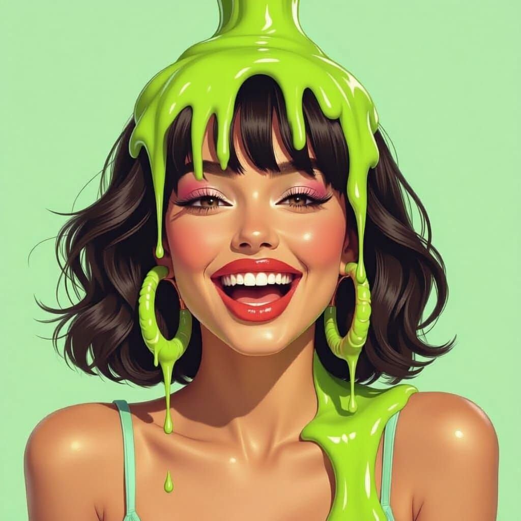 Woman Excitedly Slimed in Nickelodeon Style