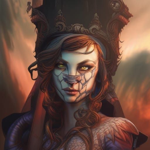 Aristocratic Khajiit Model in Watercolor and Pen Style