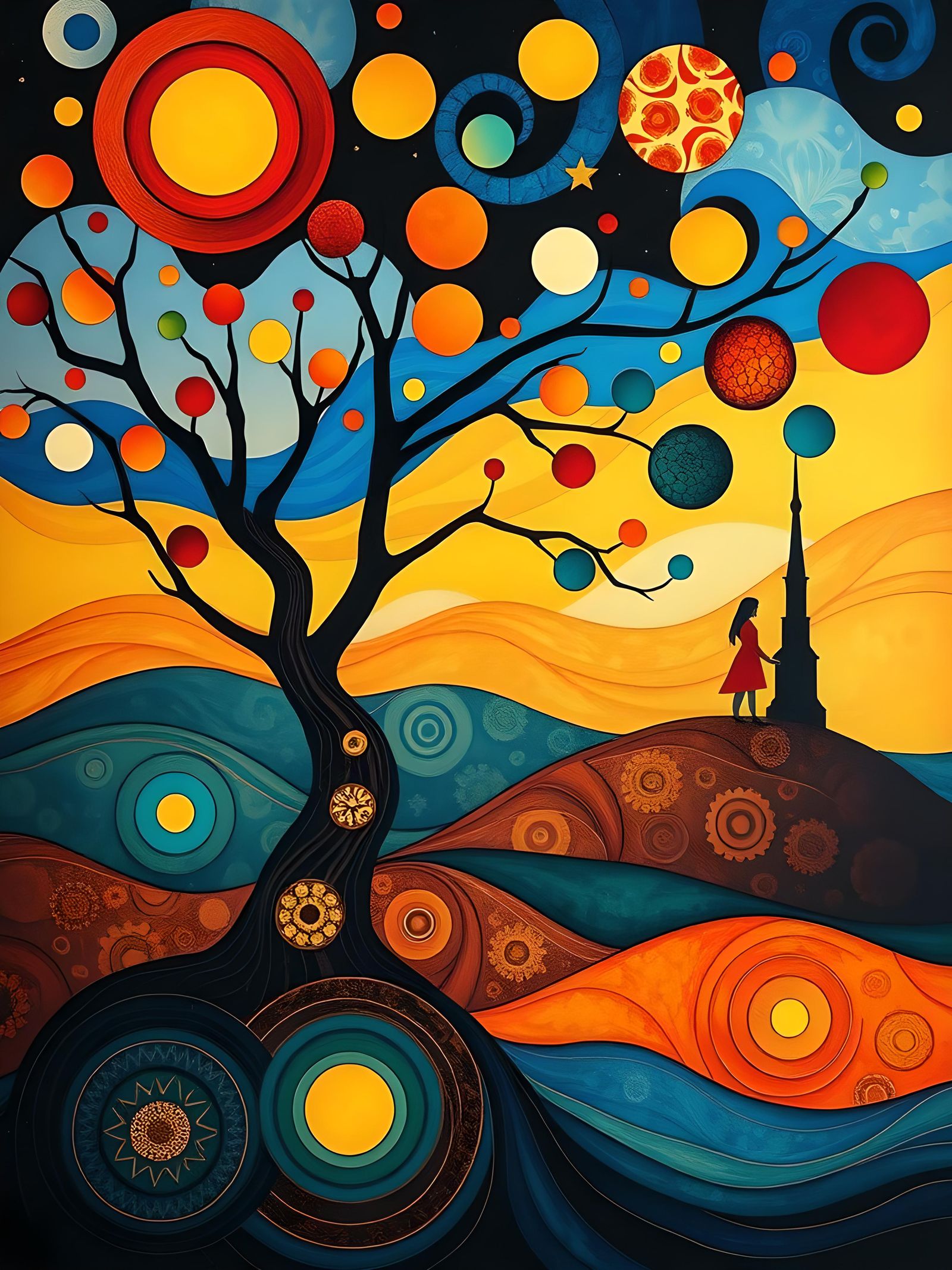 Abstract Time Passage in Style of Klee and Klimt