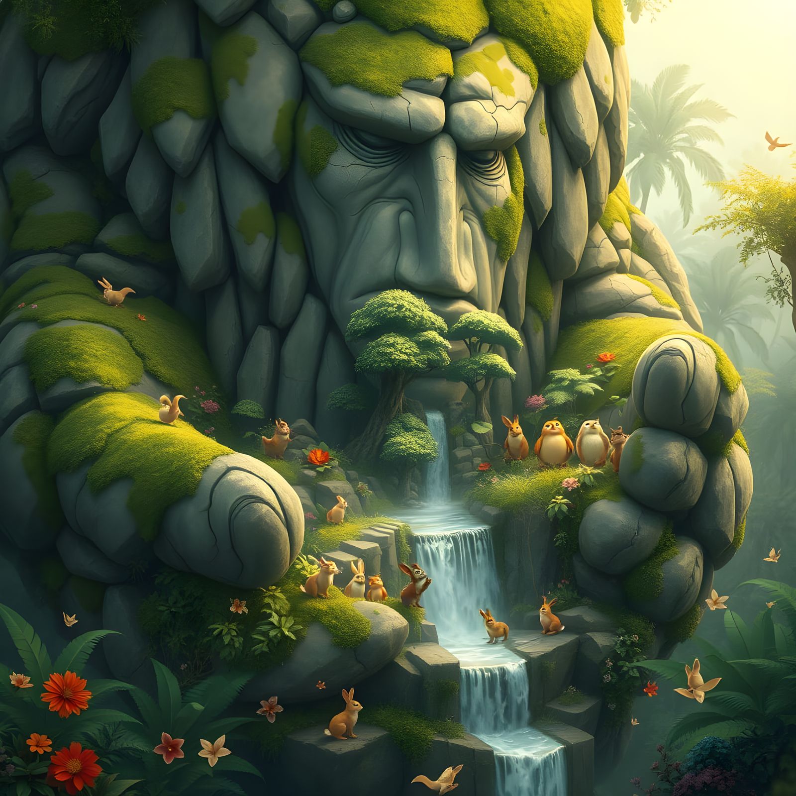 Whimsical Paradise in Granite Hands