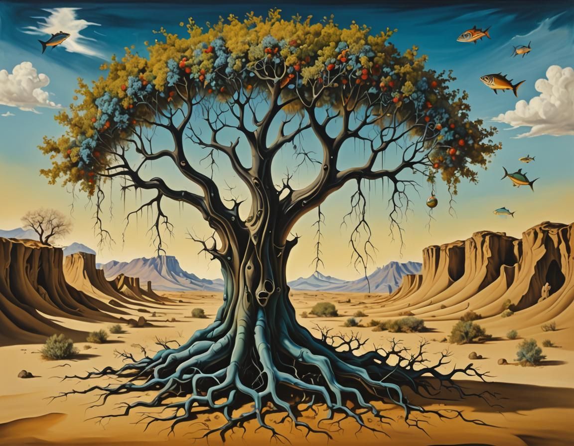 Upside Down Desert Trees with Flying Fish
